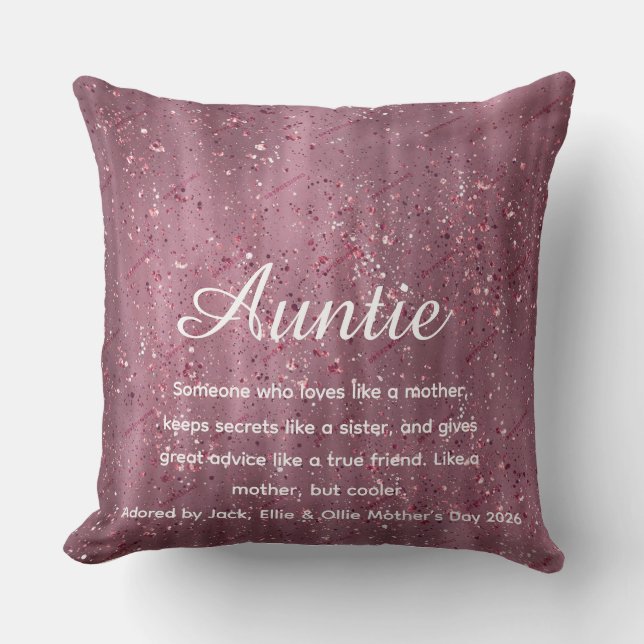 Rose Gold Glitter Best Ever Aunt Definition Person Kissen (Vorderseite)