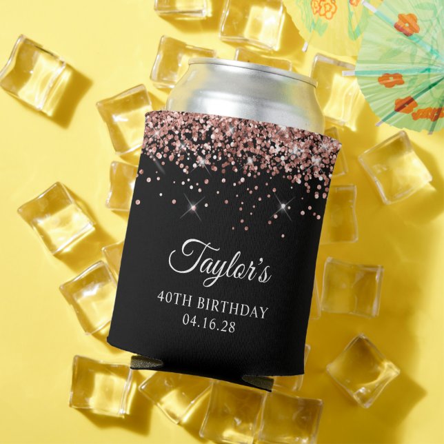 Rose Gold Glitter Black 40th Birthday Dosenkühler (In Situ Sommer)