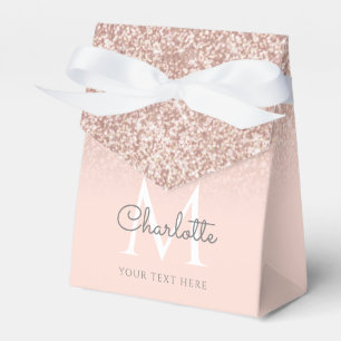 Rose Gold Glitter Blush Pink Monogramm Geschenkschachtel