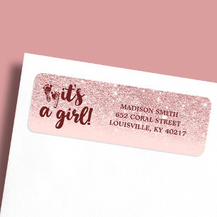 Rose Gold Glitter Blush Pink Ombre It's A Girl Bab