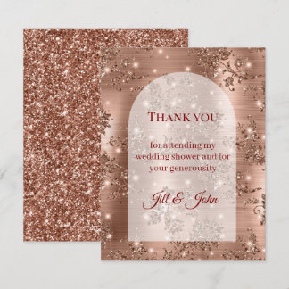Rose Gold Glitter Bogen Hochzeitstauf Danksagung  Dankeskarte