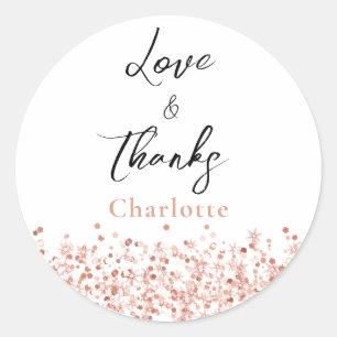 Rose Gold Glitter Brautparty Danke Runder Aufkleber