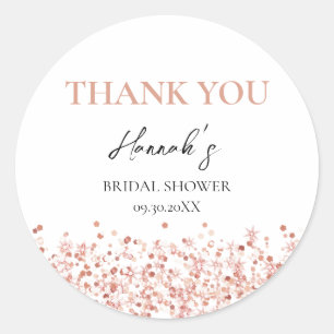 Rose Gold Glitter Brautparty Danke Runder Aufkleber