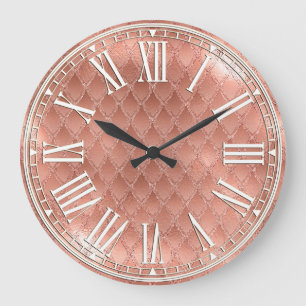 Rose Gold & Glitter Dragon Scales Große Wanduhr
