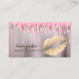 Rose Gold Glitter-Drip-Lippen Makeup-Artist-Salon Visitenkarte