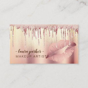 Rose Gold Glitter-Drip-Lippen Makeup-Artist-Salon Visitenkarte