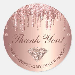 Rose Gold Glitter-Drips Kleinunternehmen Runder Aufkleber