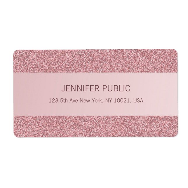 Rose Gold Glitter Elegant Template Trendy Shipping (Vorne)