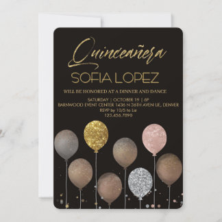 Rose Gold Glitter Elegante Quinceañera  Einladung