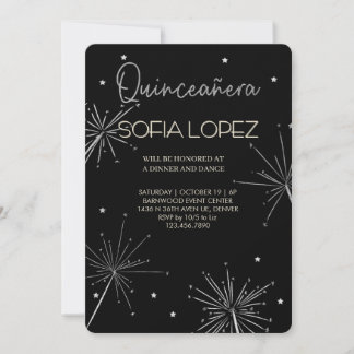 Rose Gold Glitter Elegante Quinceañera Einladung