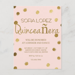 Rose Gold Glitter Elegante Quinceañera  Postkarte