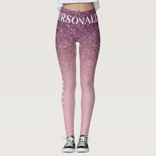 Rose Gold Glitter, Fügen Sie Ihren Namen oder Text Leggings