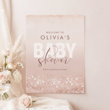 Rose Gold Glitter Girl Baby Shower Poster