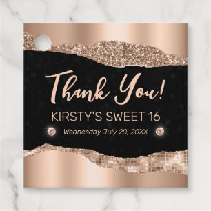 Rose Gold Glitter Glam Rand & Diamanten Sweet 16 Geschenkanhänger