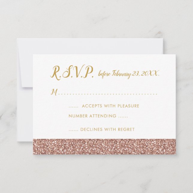 Rose Gold Glitter & Gold RSVP 3,5x5 A1 (Devant)