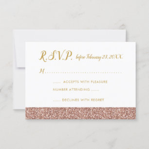 Rose Gold Glitter & Gold RSVP 3,5x5 A1 Karte