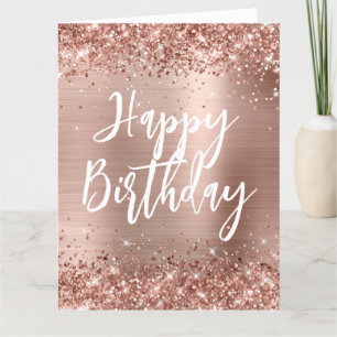 Rose Gold Glitter Handschrift Stil Alles Gute zum  Karte