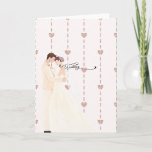 Rose Gold Glitter Hearts Wedding Card - Bride and Karte