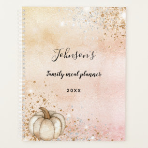 Rose Gold Glitter-Kürbis-Familienessen 2025 Planer