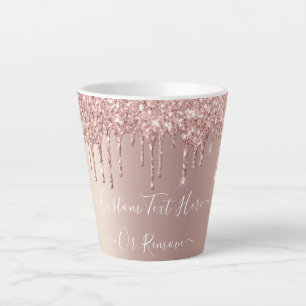 Rose Gold Glitter Latte Mug - Custom Text Name Milchtasse