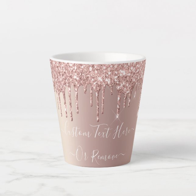 Rose Gold Glitter Latte Mug - Custom Text Name Milchtasse (Vorderseite)