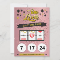 Rose Gold Glitter Lotto Love Faire-Part de Date de