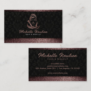 Rose Gold Glitter Makeup & Hair Stylist Salon Visitenkarte