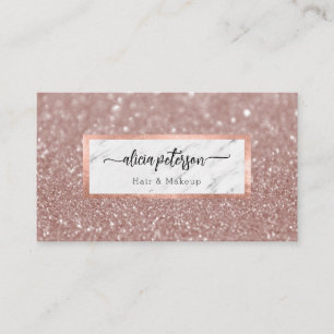 Rose Gold Glitter Marmor Makeup Artist Haar Visitenkarte