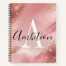 Rose Gold Glitter Monogramm Notizbuch – Personalis