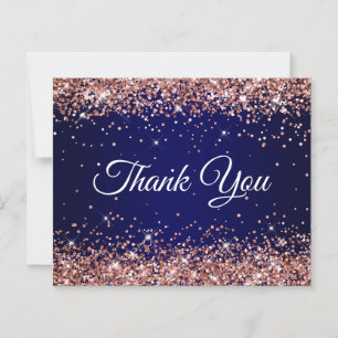 Rose Gold Glitter Navy Blau Ombre Danke