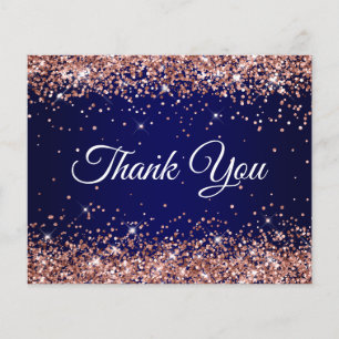 Rose Gold Glitter Navy Blau Ombre Danke Flyer