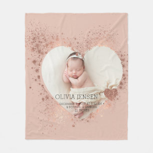 Rose Gold Glitter Neugeborenen-Foto-Geburtsstatist Fleecedecke