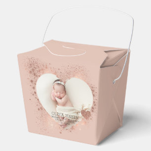 Rose Gold Glitter Neugeborenen-Foto-Geburtsstatist Geschenkschachtel