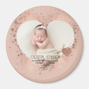 Rose Gold Glitter Neugeborenen-Foto-Geburtsstatist Magnet