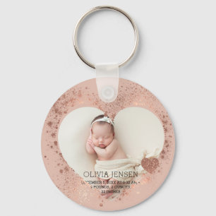 Rose Gold Glitter Neugeborenen-Foto-Geburtsstatist Schlüsselanhänger