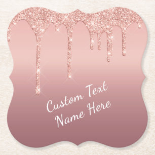 Rose Gold Glitter Papier Untersetzer mit individue