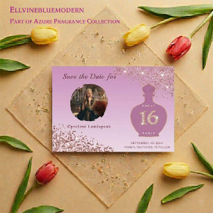 Rose Gold Glitter Paris Parfüm Studio Sweet 16 Save The Date