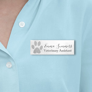 Rose Gold Glitter Pfote Veterinary Geschäft Namensschild