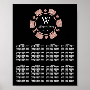 Rose Gold Glitter Poker Chip Casino Hochzeit Poster