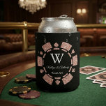Rose Gold Glitter Poker Chip Casino Wedding Dosenkühler<br><div class="desc">These fun and modern Las Vegas themed poker chip can coolers can be personalized for your special occasion and would make the perfect party favor or keepsake for any wedding, bridal shower, engagement party, birthday party and many more special occasions. The design features a rose gold glitter effect poker chip...</div>