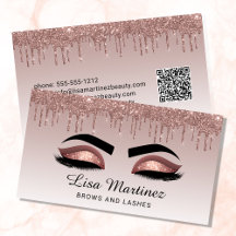 Rose Gold Glitter QR Code Lash Brow Beauty