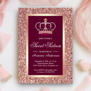 Rose Gold Glitter Rosa Prinzessin Sweet Sixteen Einladung