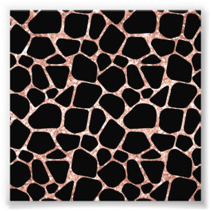 Rose Gold Glitter Schwarze Punkte Safari Gepard Fotodruck