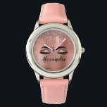Rose Gold Glitter Sparkle Eyelashes Monogram Name Armbanduhr<br><div class="desc">Rose Gold Imitate Foil metallic Sparkle Glitzer gebürstete Metal Monogram Name and Initial Eyelashes (Lashes),  Eyelash Extensions und Eyes Blush Pink Makeup Watch. Das macht den perfekten 16 Geburtstag,  Hochzeit,  Brautparty,  Jubiläum,  Babydusche oder Junggeselinnen-Abschied Geschenk für jemanden,  der sein Zimmer im trendigen coolen Stil dekoriert.</div>