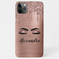 Rose Gold Glitter Sparkle Eyelashes Monogram Name