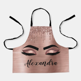Rose Gold Glitter Sparkle Eyelashes Monogram Name Schürze
