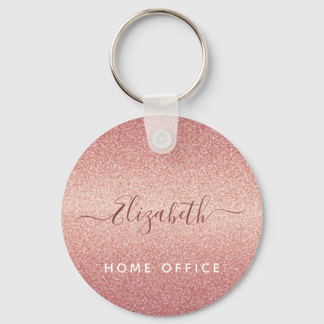 Rose gold glitter sparkle glam pink name schlüsselanhänger (Vorderseite)