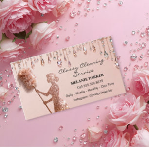 Rose Gold Glitter stilvolle Reinigungsdienste Visitenkarte
