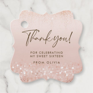 Rose Gold Glitter Süße 16 Geburtstagsgeschenk-Anhä Geschenkanhänger