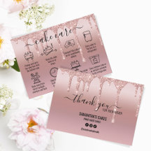 Rose Gold Glitter Thank You Cake Care Instructions